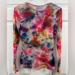 Missguided + Multicolor Tie-Dye Long Sleeve mesh Top
